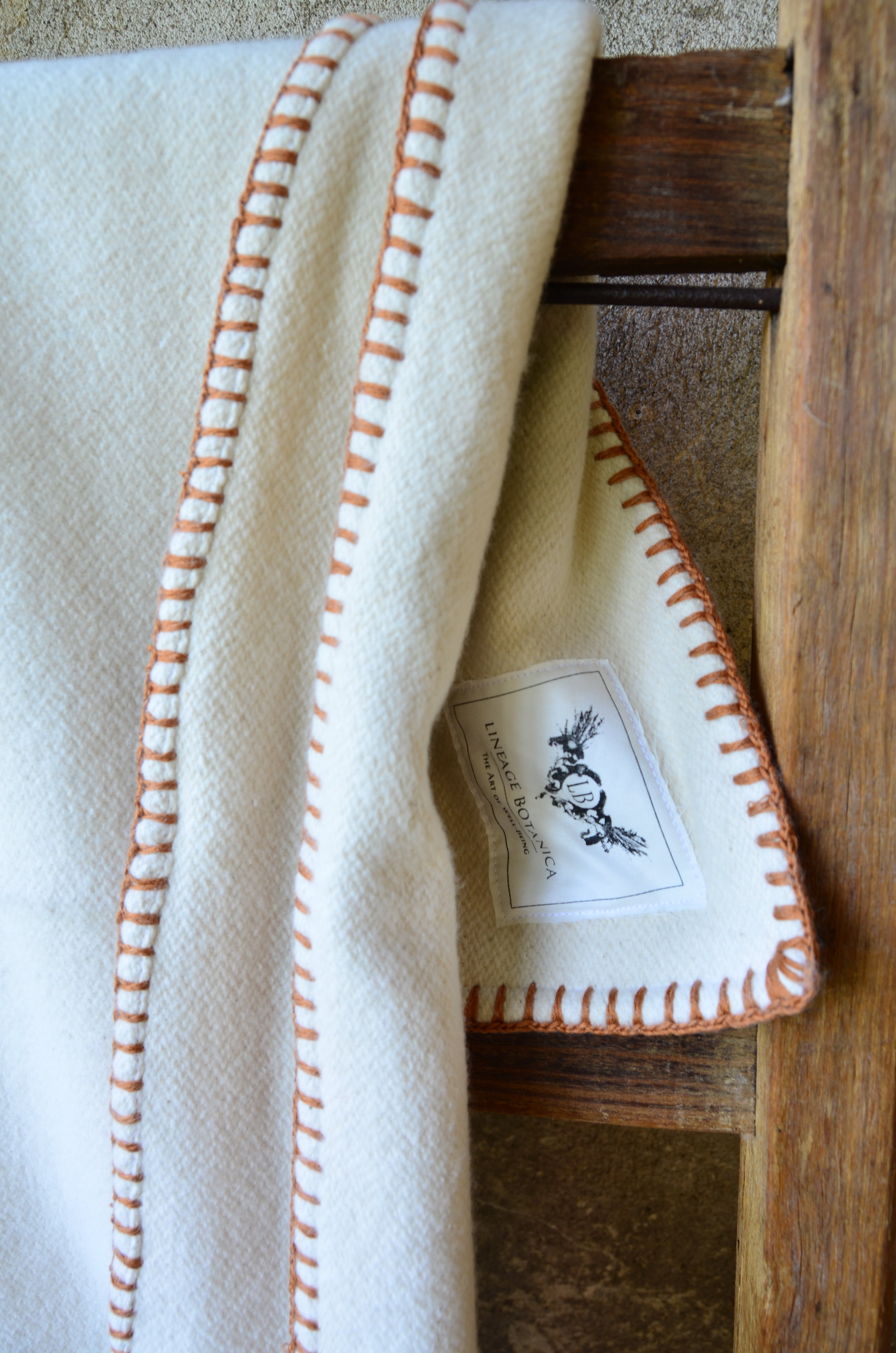 Throw: Eco-cotton with hand stitching, Cinnamon - TH94