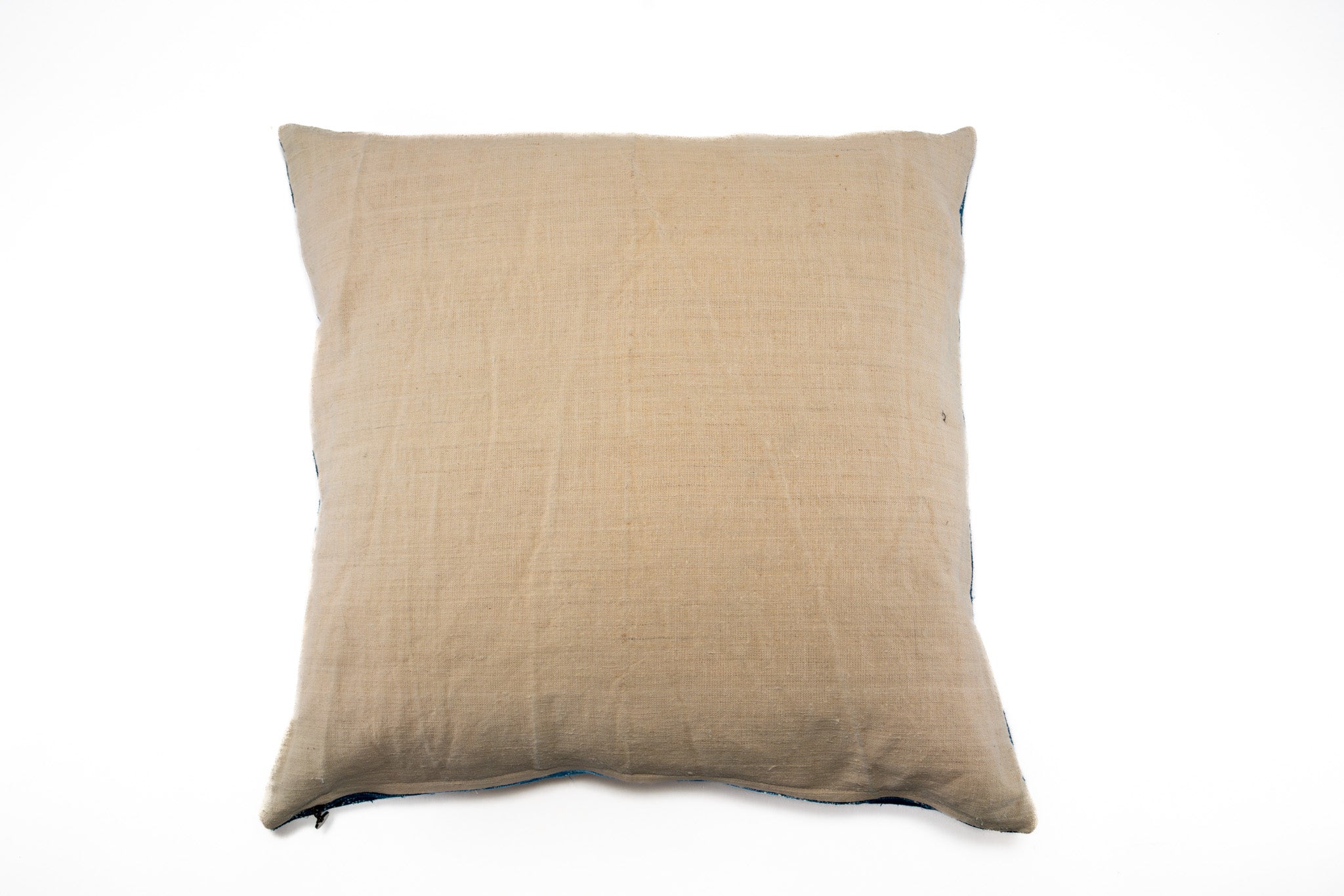 Pillow: Handwoven antique Hungarian hemp, wax resist Indigo - P406
