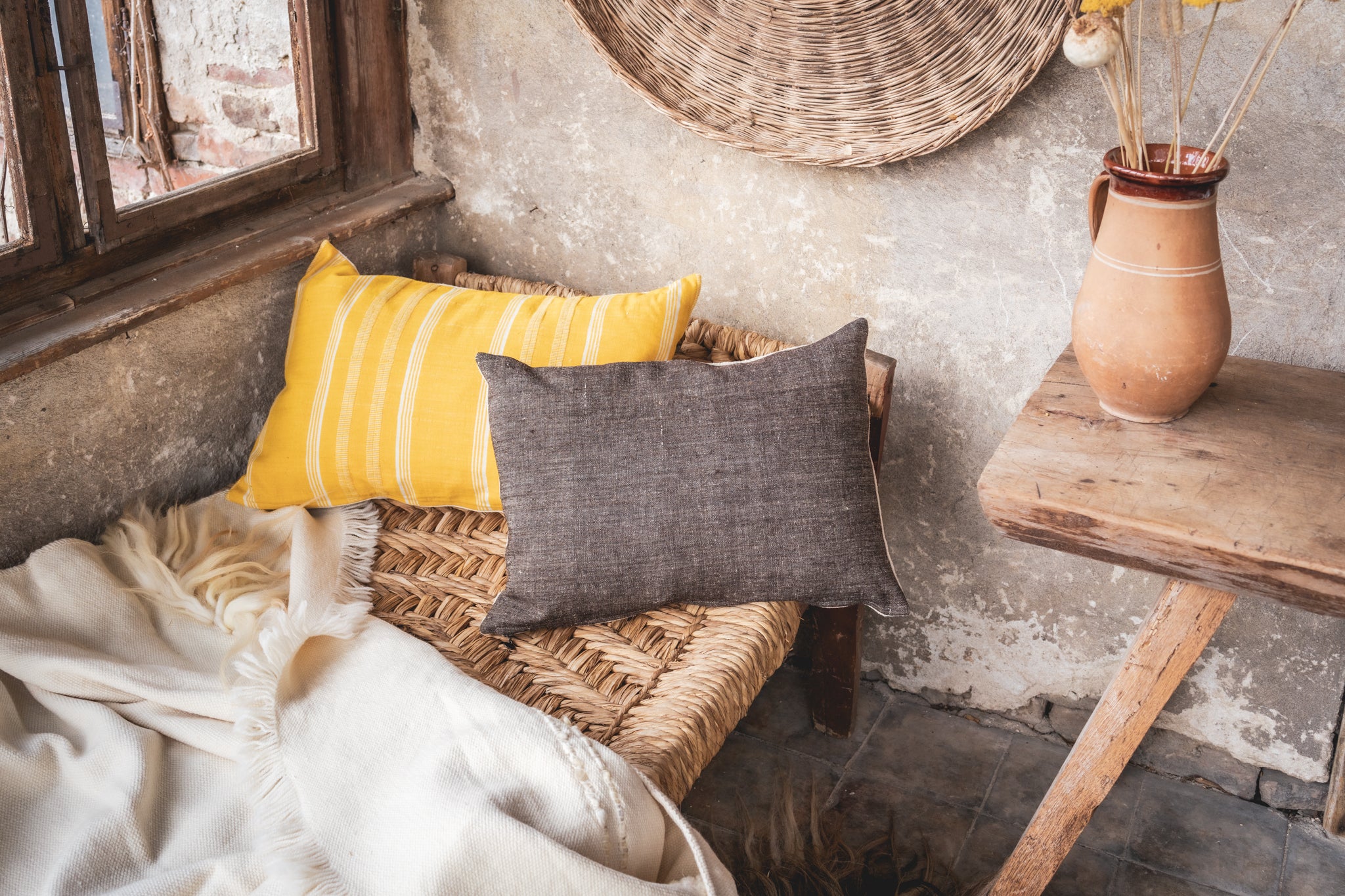 Pillow: Antique handwoven decorative pillow - P400