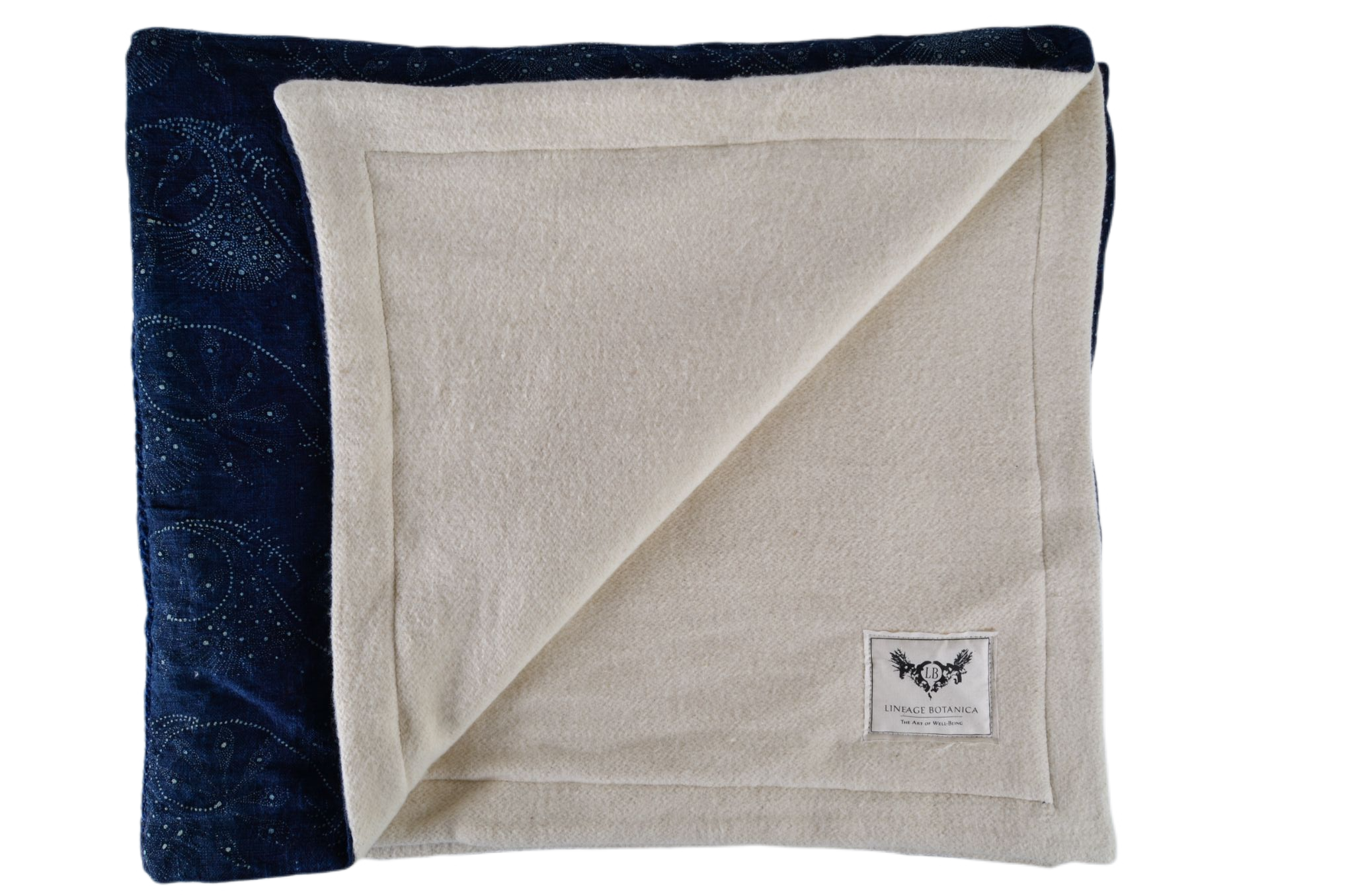 Blanket: Organic antique hemp with indigo pattern - BL106
