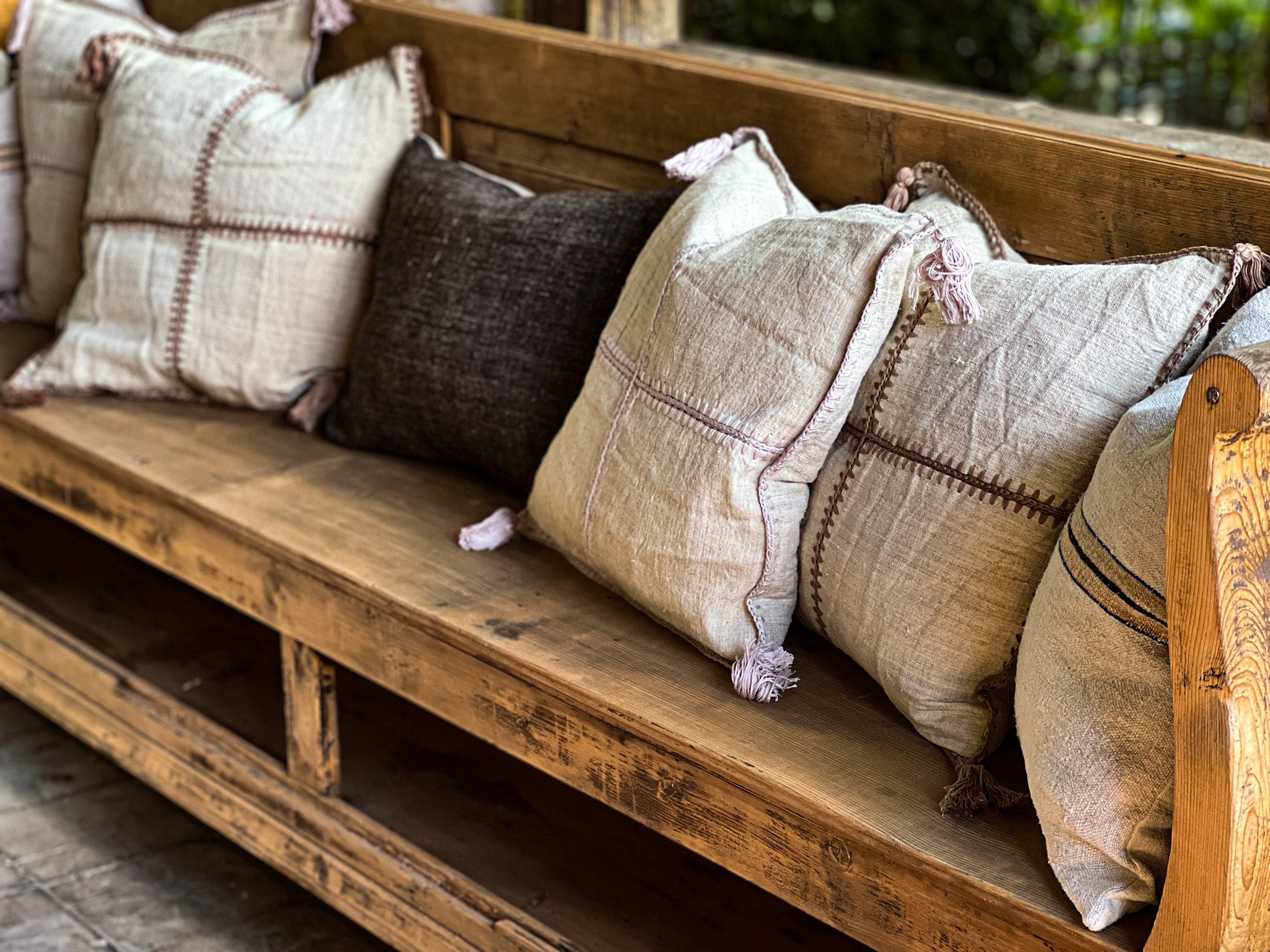Pillow: Antique Hungarian handwoven hemp, hand stitched - P456