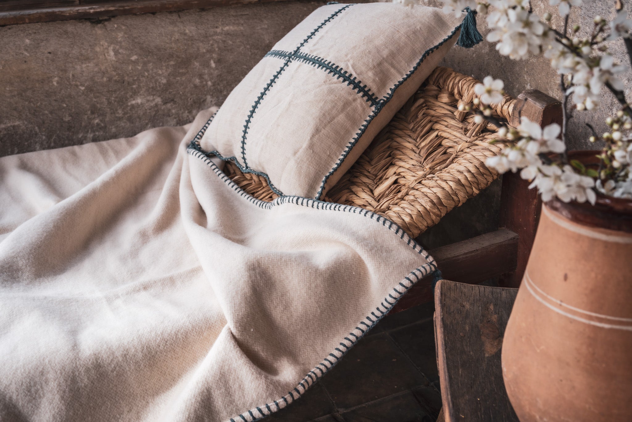 Pillow: Antique Hungarian handwoven hemp, hand stitched - P416