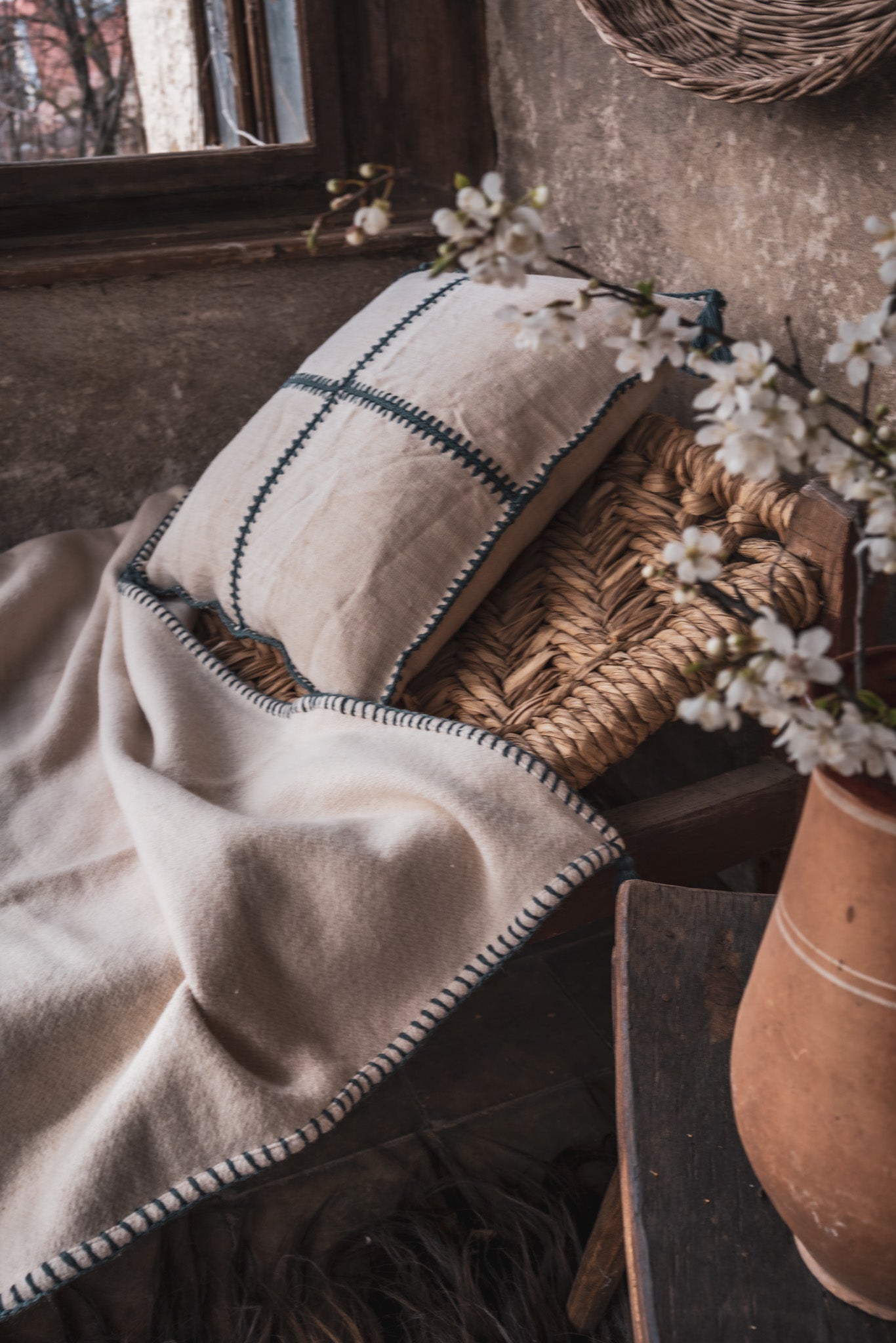 Pillow: Antique Hungarian handwoven hemp, hand stitched - P416
