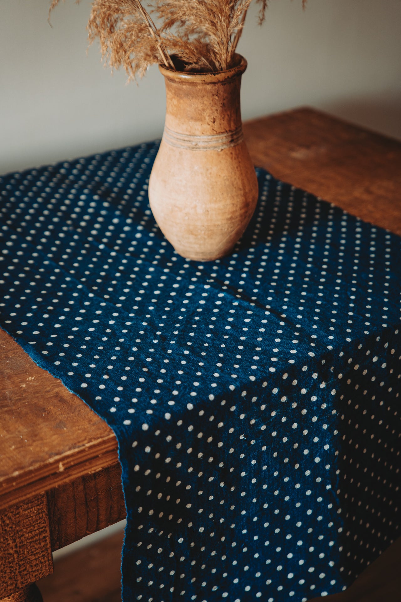 Table runner: Antique handwoven Hungarian hemp indigo over dye - TW108