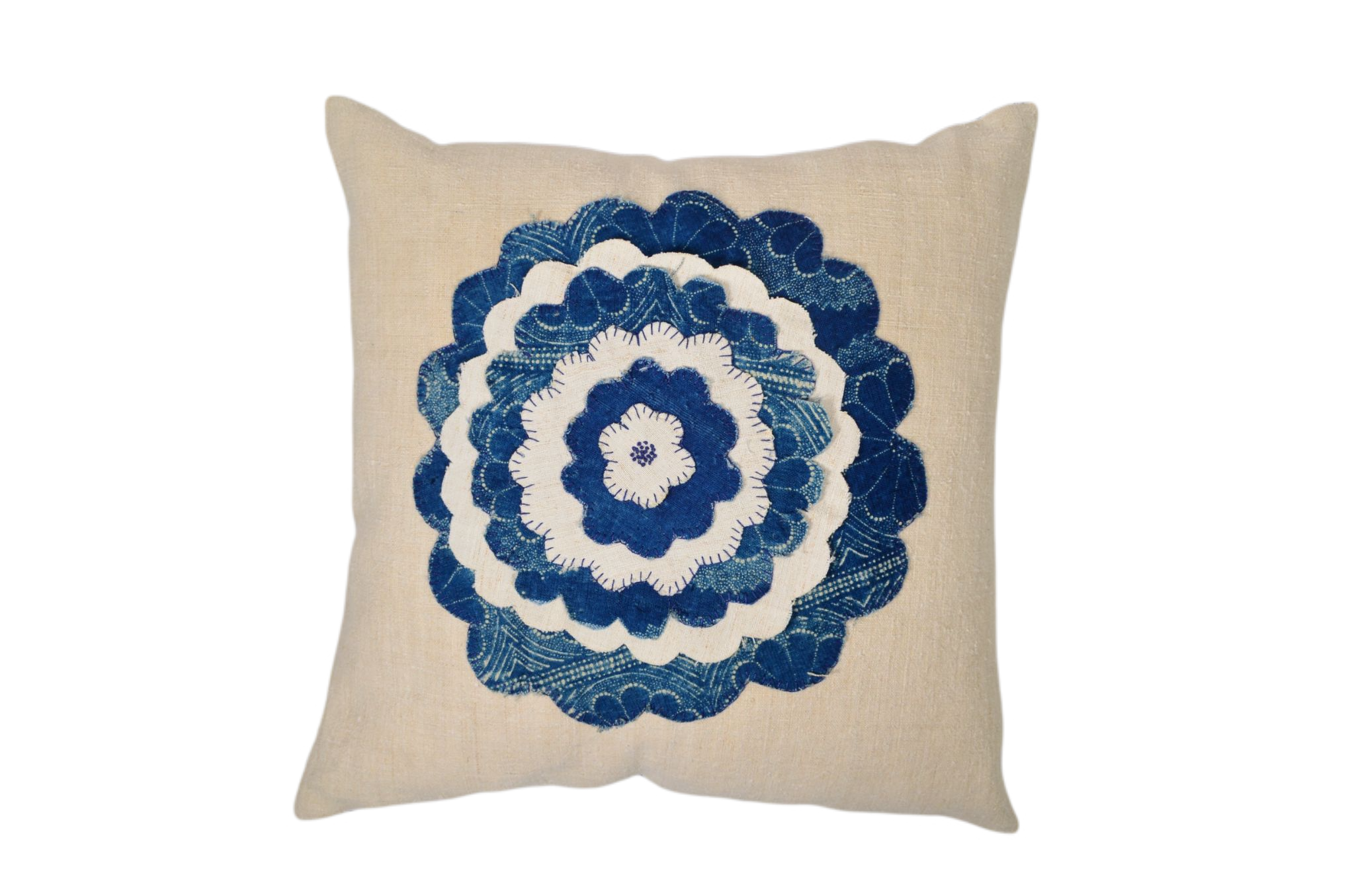 Pillow: Antique handwoven decorative pillow with apliqué - P476