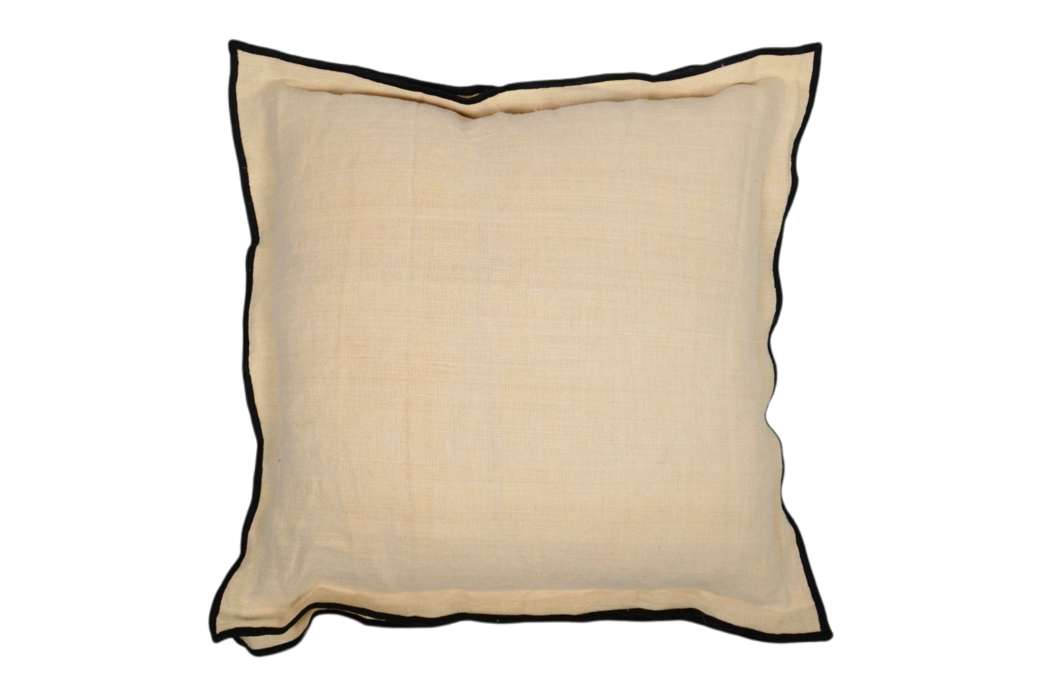 Pillow: Antique handwoven decorative pillow with black trim - P467