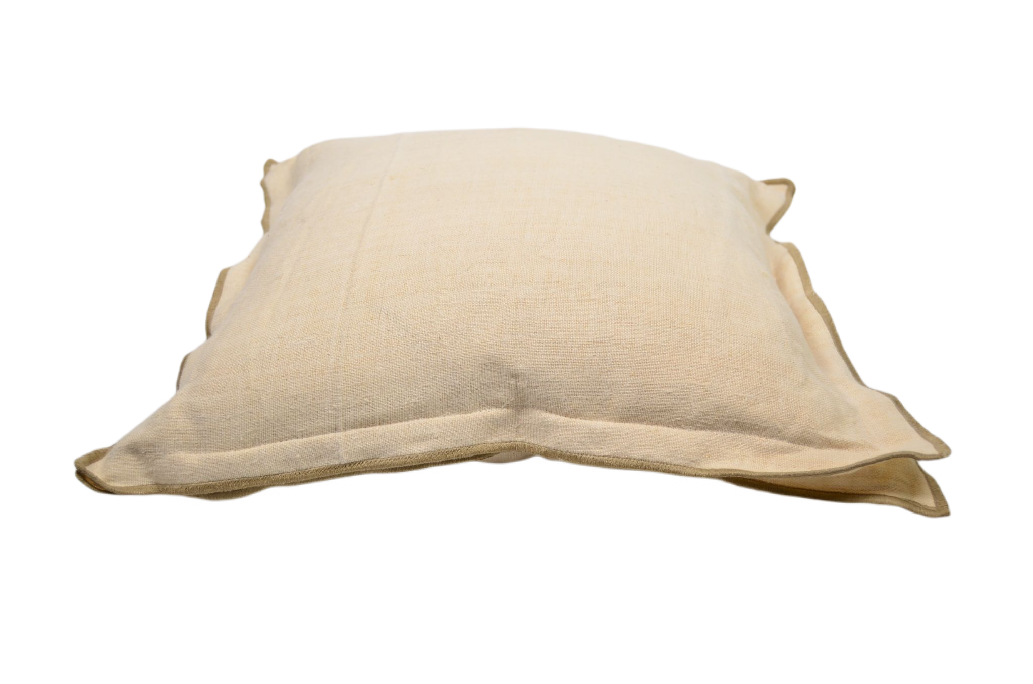 Pillow: Antique handwoven decorative pillow with Taupe trim- P466