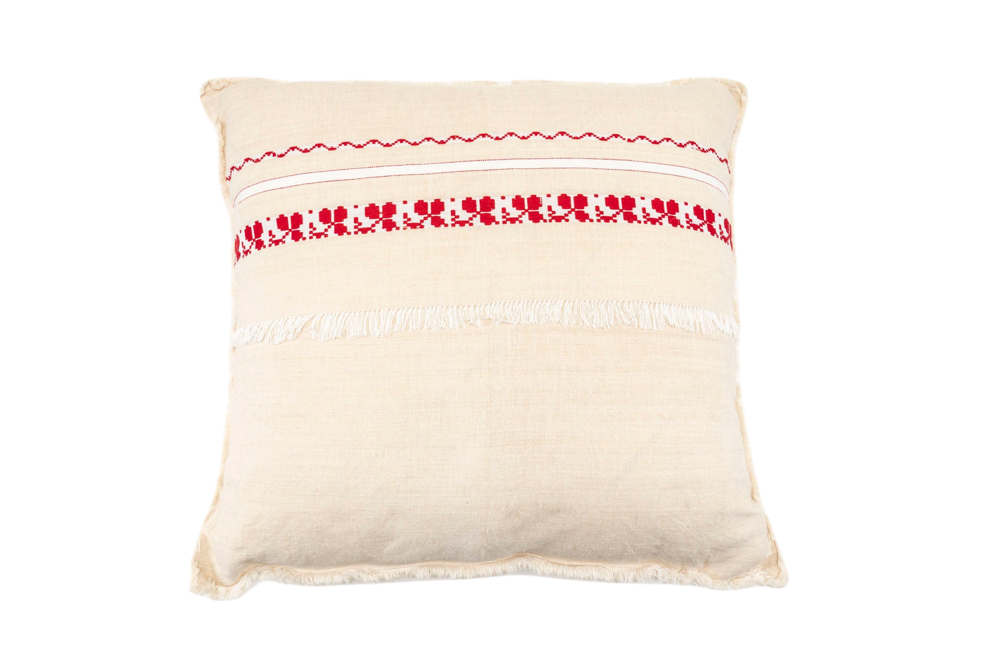 Pillow: Embroidered antique handwoven Hungarian hemp - P115